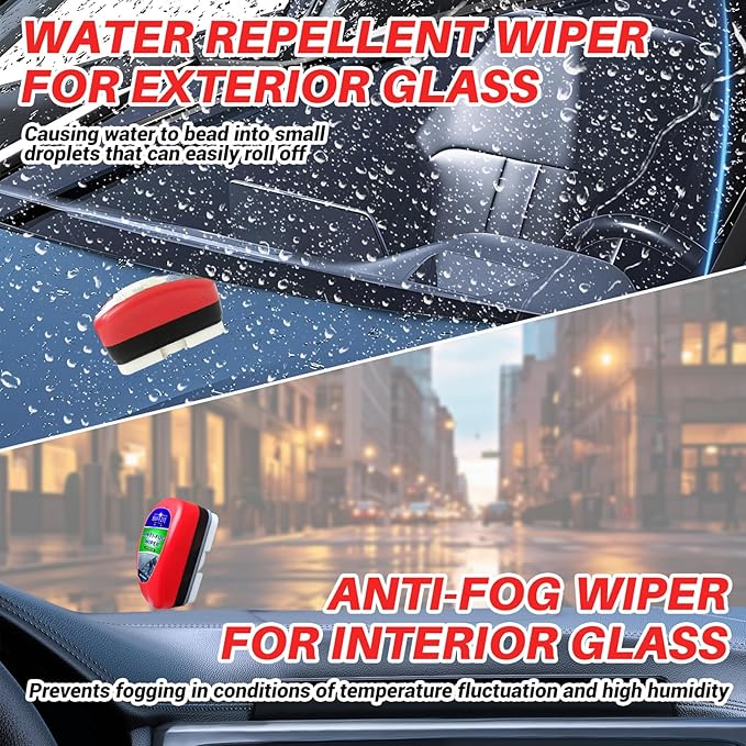 Anti Fog & Water Repellent for Car Windshield with Defogger Hydrophobic Coating Anti Fog Treatment Rain Repellent for Long Lasting Clear Vision on Windows, Mirrors, Glass, Shower Door Pack of 2