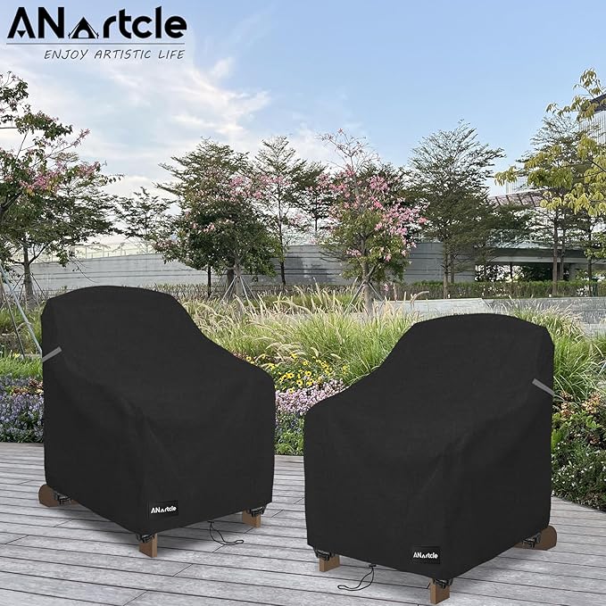 Patio Chair Covers,600D Waterproof Heavy Duty Outdoor Lawn Patio Furniture Covers,Patio Swivel Chair Covers for Outdoor Furniture(35W x 37D x 36H inches) Black