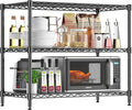 RackBro 3-Tier Storage Shelves 795LBS Metal Shelving Unit, Adjustable Wire Rack Small Shelf Organizer with 3 Shelf Liners for Kitchen Pantry Office Bedroom Closet Garage 24" W x 14" D x 30" H Black