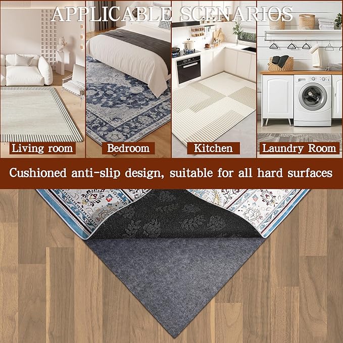 Rug Pad Waterproof Non-Slip 10x14 ft, 1/8" Thick Felt Cushion Pad for Area Rugs – Protects Hardwood, Tile & Laminate Floors – Keeps Rugs Flat & Secure