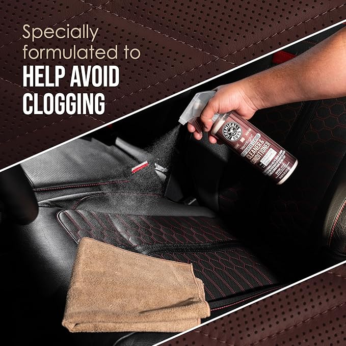 Chemical Guys VentRight Perforated Leather Cleaner and Conditioner Deep Cleaning Leather Cleaner for Ventilated Seats with Added Protection Removes Dirt, Oils, Residue and Grime 16 oz