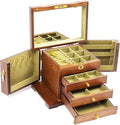 Eapmic Extra Large 4 Layers Wooden Jewelry Box Jewelry Case Cabinet Armoire Ring Necklacel Gift Storage Box Organizer (4 Layers,Brown)