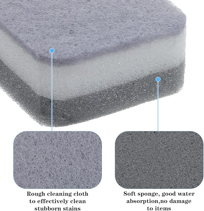 40 Pcs Individually Wrapped Sponges Kitchen Dishwashing Sponge Bulk, Non Scratch Dishes Scouring Pad Dishcloth, Odor-Free Sponge Wipes for Household Cleaning Dishes Travel Apartments, Grey
