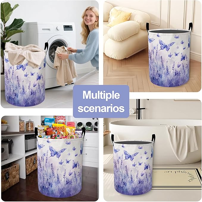 Groovy Starry Sky Sunflower Laundry Basket-Large Foldable Hamper Holder Portable Tall Collapsible Laundry Hamper Storage Basket Bin with Handles, Canvas & Waterproof lining for Household Items