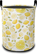 Yellow Lemon Laundry Hamper Large Canvas Fabric Lightweight Storage Basket/Dirty Clothes Collapsible Waterproof for College Dorms, Boys and Girls Bedroom,Bathroom