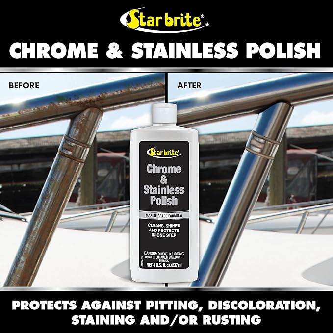 STAR BRITE Chrome & Stainless Polish - Marine Grade Formula Protects Against Pitting, Salt Deposits, Staining & Rust on Chrome, Stainless Steel, Copper, Tin & Brass (082708)