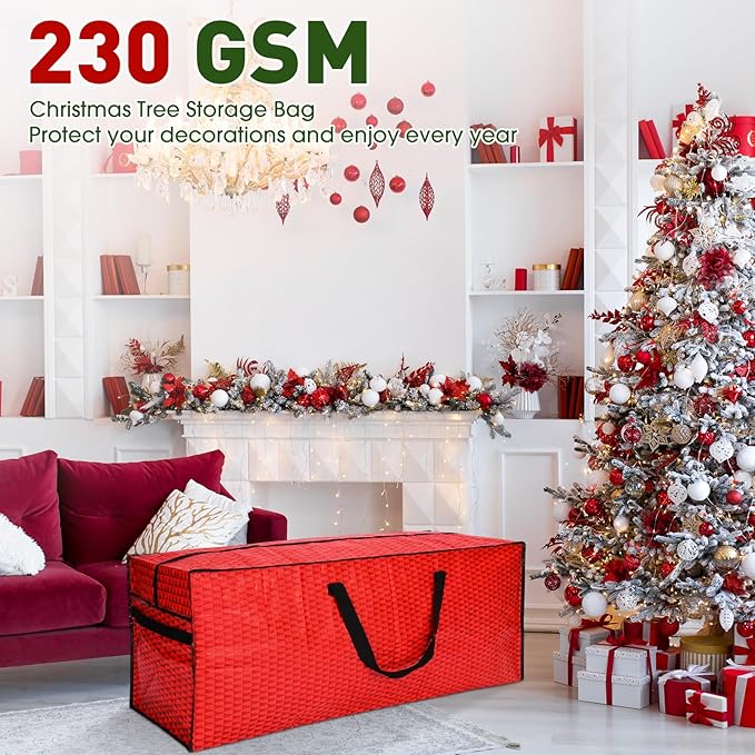 5 Pack Christmas Storage Bags Red, 7.5 ft Christmas Tree Large Bag, 24" Wreath Containers and 25" Garland Packing Tote Moving Bags with Handle Zipper for Artificial Xmas Tree Wreath Garland