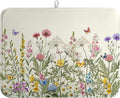Spring Dish Drying Mat Summer Floral Flowers Kitchen Dish Drying Pad Absorbent Dish Dryer Mat for Kitchen Countertops Microfiber Dishes Drainer Pad Dish Drying Rack Mat (18x24 in)