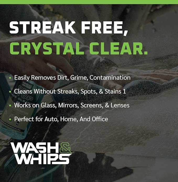 WASH&WHIPS Window/Glass Cleaner Refill Tablets - 5ct (Makes 5 Gal/20L) - Streak-Free, Cleans Glasses, Windows, Windshields - Car, Office, Home & Kitchen