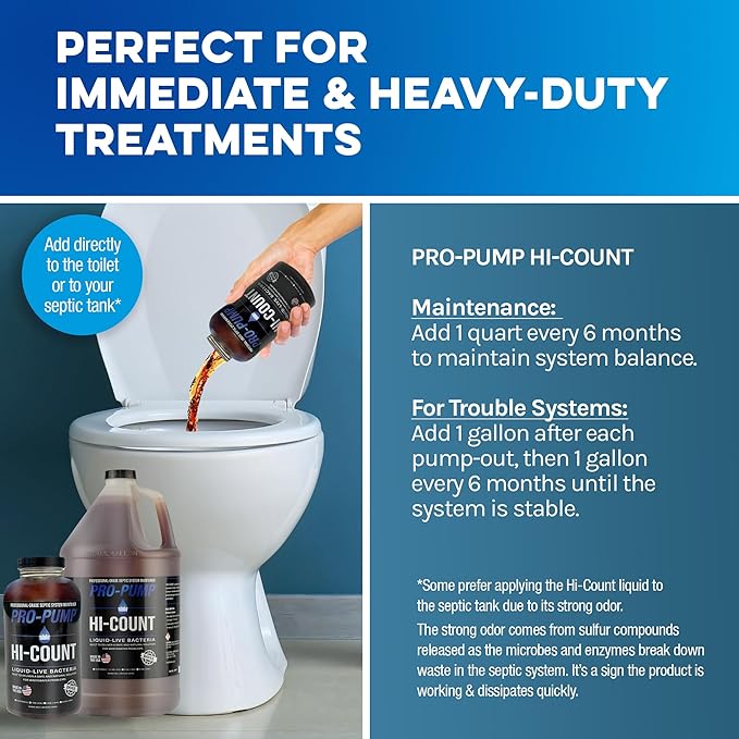 HI-COUNT Professional Grade Septic Tank Maintenance Liquid, 1 Quart (32 Fl Oz)