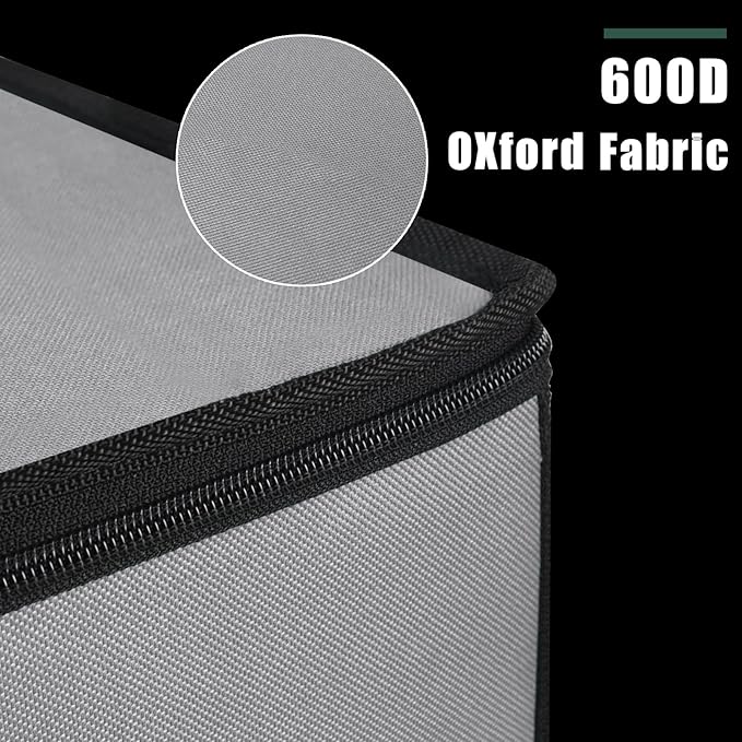 Christmas Ornament Storage Box with Dividers, Christmas Balls Storage Containers with Zipper & 4 Removable Trays - Holds Up to 64 Balls - 600D Oxford Christmas Decoration Storage Organizer (Gray)