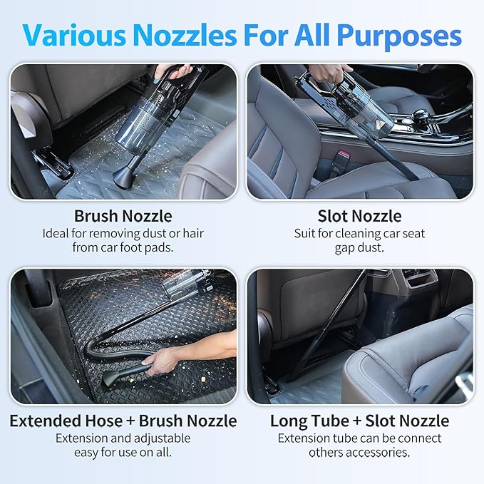 NIKCOSMK Car Cleaning Kit, Car Detailing Kit with Car Vacuum 8000PA High Suction, Car Interior Cleaning Supplies with Detailing Brushes, Windshield Cleaner Tool, Car Accessories for Men & Women