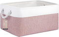 Large Storage Baskets- 15.7x11.8x8.26 inch Storage Bins for Shelves and Closet Organizing, Foldable Fabric Bin for Home Organization Clothes and Laundry (1-Pack, White&Pink)