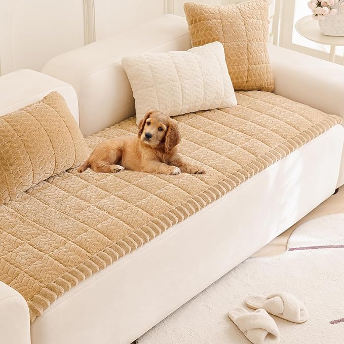 Mivnue Pet Couch Cover Protector Sofa Covers for Pets Washable Non Slip Couches and Sofas Dog Mat (Coffee, 27.6" x 70.9")