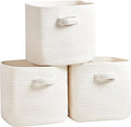 RUNKA Storage Cube Baskets - 3 Pack - 11 inch Square Baskets for Closet, Woven Bins - Ideal for Toy Storage | White