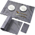 Large Stone Dish Drying Mat for Kitchen Counter, 2PCS Quick Dry Stone Dishes Mats, Foldable Water Absorbing Diatomaceous Earth Drying Pad for Bottles Dish Cups(Dark Gray 24"×16" & 8"x5")