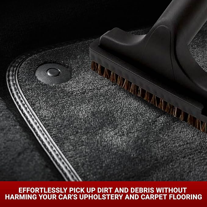 Central Vacuum System Car Care Attachment Set for Interior Car Cleaning. Includes 50FT Crushproof Hose, Natural Hair Dusting Brush, Long Crevice Tool, Mesh Storage Bag and More