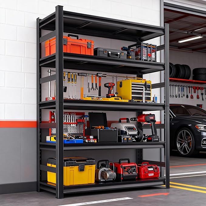 Notmise Metal Shelving, Garage Shelves Series, Heavy Duty Storage Shelf, Large Industrial Steel Racks for Garage, Basement and Factories, Multifunctional Utility Shelving Unit
