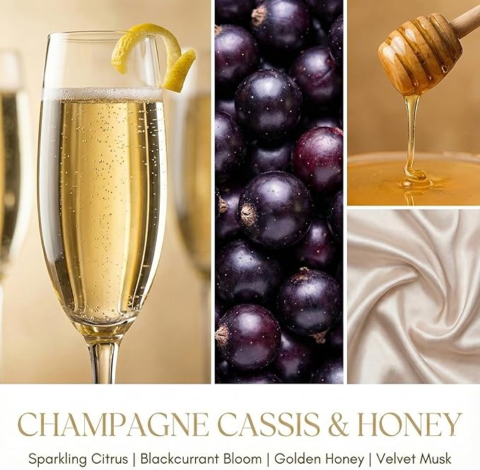 HomeLights Scented Candles for Women & Men, 6.7oz Candle Jars Aromatherapy Single Wick Candle, Ideal for Eclectic Mixed Styles Home Decor and Gifts, Champagne Cassis & Honey