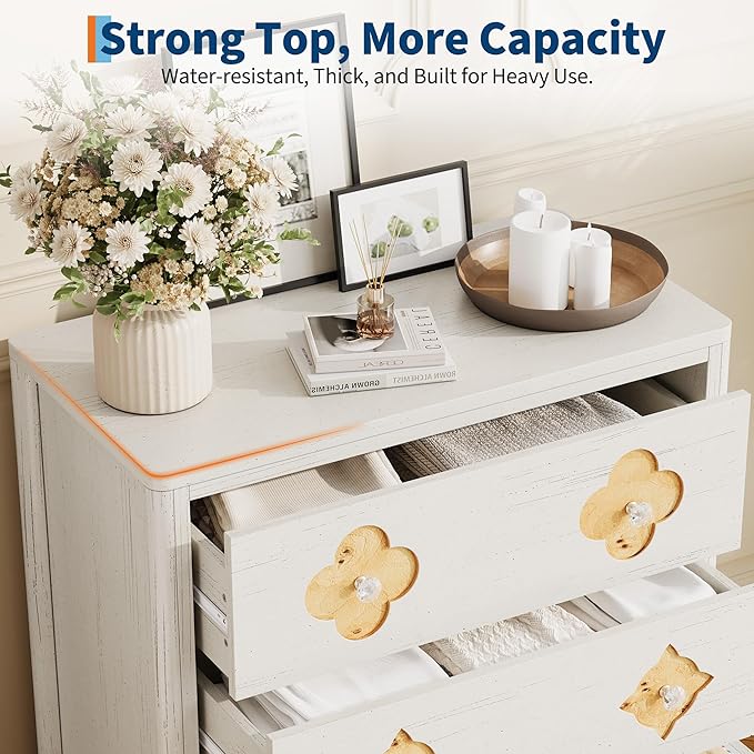 Garvee Dresser for Bedroom, Chest of Dressers 30.4" Tall Dresser for Closet with 3 Decorative Drawer Front Chest with Clothes Storage Cabinet, Drawer Organizer for Bedroom, Living Room, Hallway