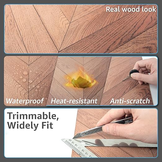 Art3d 10-Pack Herringbone Peel and Stick Vinyl Floor Tiles, 12" x 12" Self Adhesive Waterproof Wood Flooring Plank for Living Room, Kitchen, Bathroom, Bedroom, Cover 10 Sq. Ft, Brown