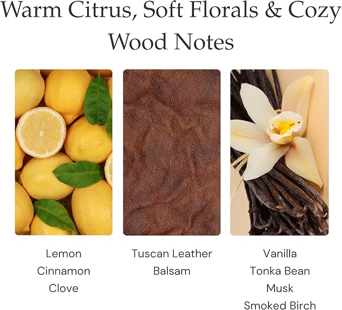 Welcome Home Single Wick Soy Candles, Luxury Scented Candles for Home - Up to 60 Hour Burn Time, Cruelty-Free Soy Wax Blend - Lemon Fragrance, Notes of Cinnamon & Clove (9 oz)