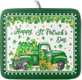 Shamrock Gnome Truck Dish Drying Mat Lucky Clover Dish Drainer Mat 16x18 inch Absorbent Fast Dry Pad for Kitchen Counter Coffee Bar Decor