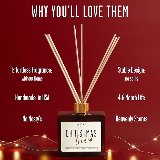 Christmas Tree Diffuser, Christmas Diffuser Decor - w/Pine Balsam, Cedar & Citrus I Infused w/Essential Oils I 3.75 OZ Oil I Long-Lasting Scent Lasts 4-6 Month's I Made in The USA
