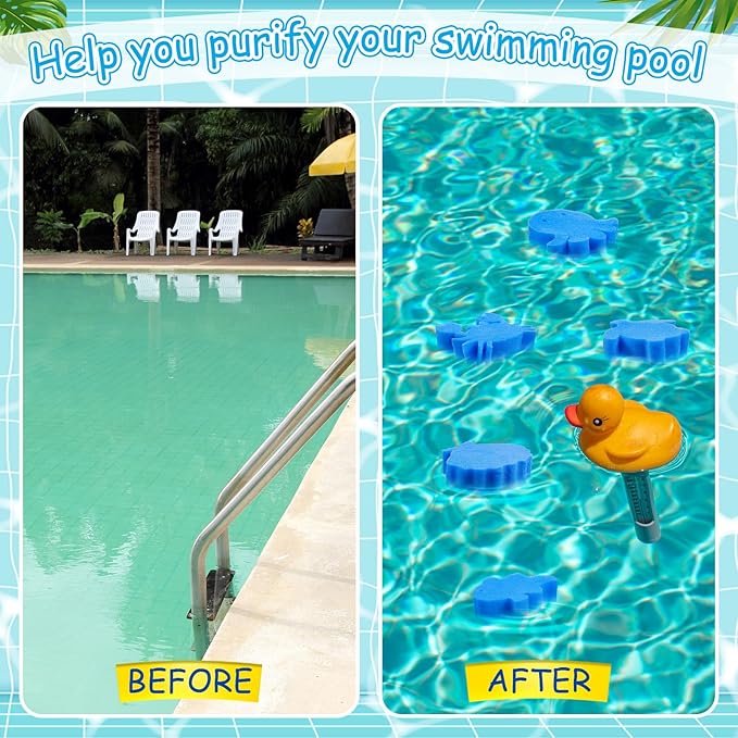 Zhehao 50 Pack 5 Shapes Hot Tub Sponge Absorber Oil Absorbing Sponge Foam Hot Tub Scum Absorber for Swimming Pool Spa Cleaning Accessories(Blue)