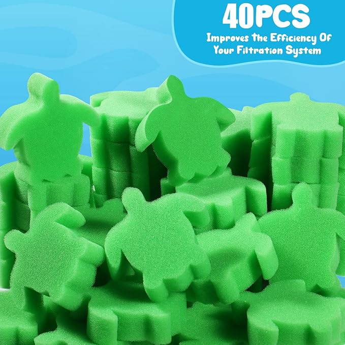 Patelai 40 Pcs Hot Tub Sponge Spa Cleaning Sponges for Hot Tub Oil Absorbing Cleaning Scum for Spa, Bathtub and Swimming Pool to Soak up Oils Bathtub Accessories(Green Turtle Style)