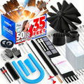 Holikme 50 Pieces 35 Feet Dryer Vent Cleaner Kit, Dryer Cleaning Tools, Include Dryer Vent Brush, Omnidirectional Blue Dryer Lint Vacuum Attachment, Dryer Lint Trap Brush, Vacuum & Dryer Adapters