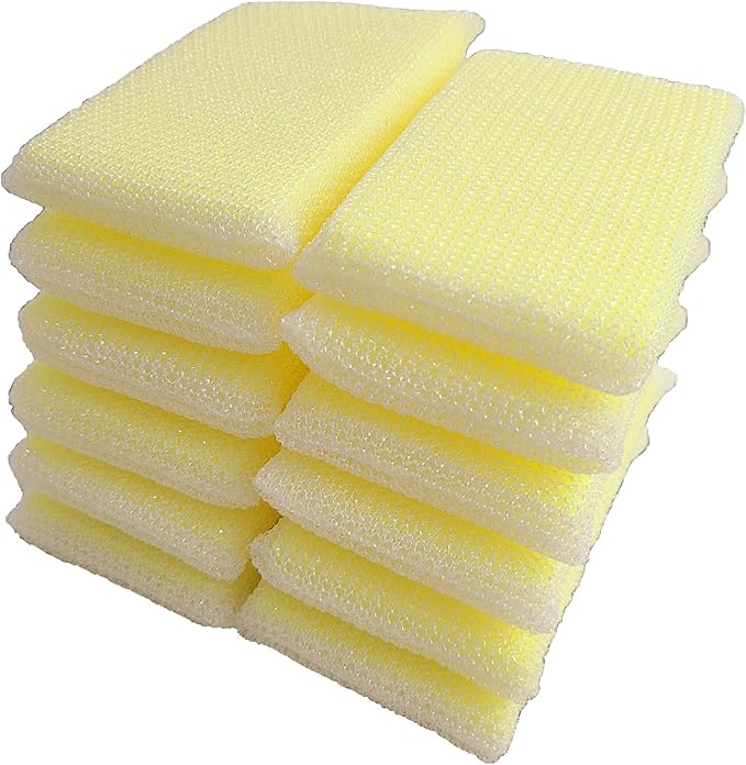 Elite HD (Heavy Duty) All Purpose Cleaning Pad, 12 Pack (Bulk), Non Scratch, Dish Sponge, Scrubber, Made in USA. Large Thick Sponge for Household and Industrial Use. Sized to Grip for Heavy Scrubbing.