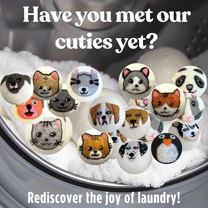 Wool Dryer Balls – 6 XL Organic Wool Balls, Reusable Natural Fabric Softener, Reduce Drying Time, Wrinkles, Static & Laundry Clumping, Eco-Friendly Laundry Balls