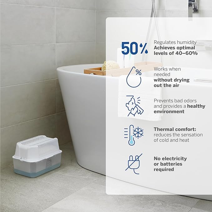 HUMYDRY | PACK 2 Dehumidifiers 35.3 oz. + 2 Refills | Moisture Absorber No Electricity Needed | Humidity Control for Large Rooms up to 400 sq.ft | Prevents Condensation and Musty Odors