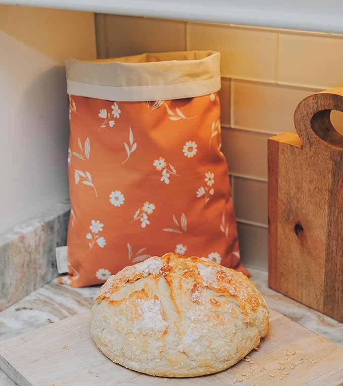 Reliable Rhodes Reusable Beeswax Bread Bag 2 Pack –12x17 Bread Bag for Homemade Sourdough, Beeswax Coated Organic Cotton Storage Bag for Loaf Baguette, Freezer Safe, Eco-Friendly Wrap Birds