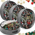 Aliceset 4 Pack Wreath Storage Containers, Christmas Ornament Garland Wreath Storage Bags with Handle Dual Zipper Large Decorative Storages Box for Winter Wreaths(24 x 24 x 7.8 Inch,Gray)