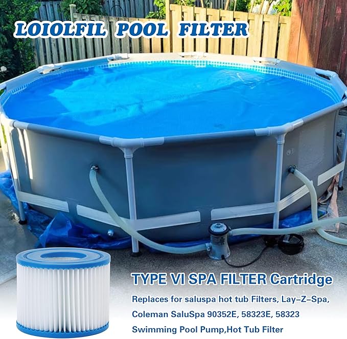 Type VI Spa Filter Replaces for saluspa hot tub Filters, Lay-Z-Spa, Coleman SaluSpa 90352E, 58323E, 58323 Swimming Pool Pump, Hot Tub Filter, 12 Pack