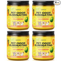AOOVOO 4 Pack Lemon Citrus Pet Odor Eliminating Highly Fragranced Candle - Eliminates 95% of Pet, Smoke, Food, and Other Smells Quickly, Non Toxic Air Freshing Soy Candle