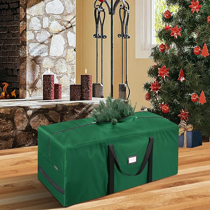 BALEINE 7.5 ft Christmas Tree Storage Bag, Heavy Duty 900D Oxford Fabric with Reinforced Handles and Dual Zippers Wide Opening, Extra Large Storage Container (Green)