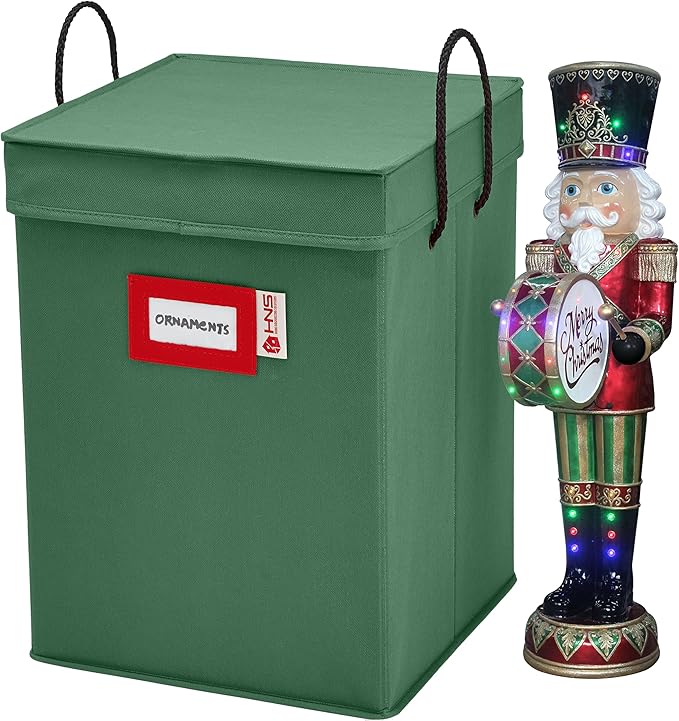 Christmas Nutcracker Collectible Storage Box - Stores Up to 16" Tall Nutcrackers, Ornaments & More - Holiday Decor Organizer with Adjustable Dividers
