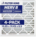 Filter King 13.25x13.25x0.5 Air Filter | 4-PACK | MERV 8 HVAC Pleated A/C Furnace Filters | MADE IN USA | Actual Size: 13.25 x 13.25 x 0.5"