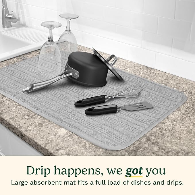 Cuisinart Dish Drying Mats for Kitchen Counter - (2) 18" x 24" Ultra Absorbent Dish Drying Mat XL - Foldable, Machine Washable, Fast Drying Dish Mat