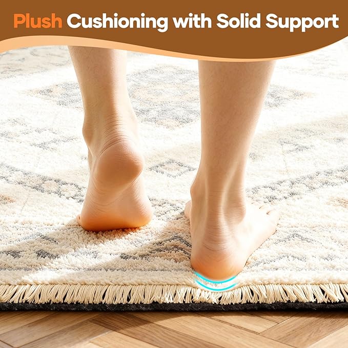 Veken Non Slip Cushioned Rug Pad Gripper 5 x 7 Ft, Felt and Silicone Backing, 1/4 inch Thick Carpet Liner for Hardwood Floors and Finishes, Under Area Rugs Anti Skid Mat, Keep Rugs Safe and in Place