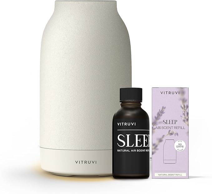 Vitruvi Air Waterless Diffuser for Home Bundle, 1500 Sq Ft Coverage | Sleep Diffuser Scent Diffusers for Home, Oil Diffuser, 5 Adjustable Scent Strengths