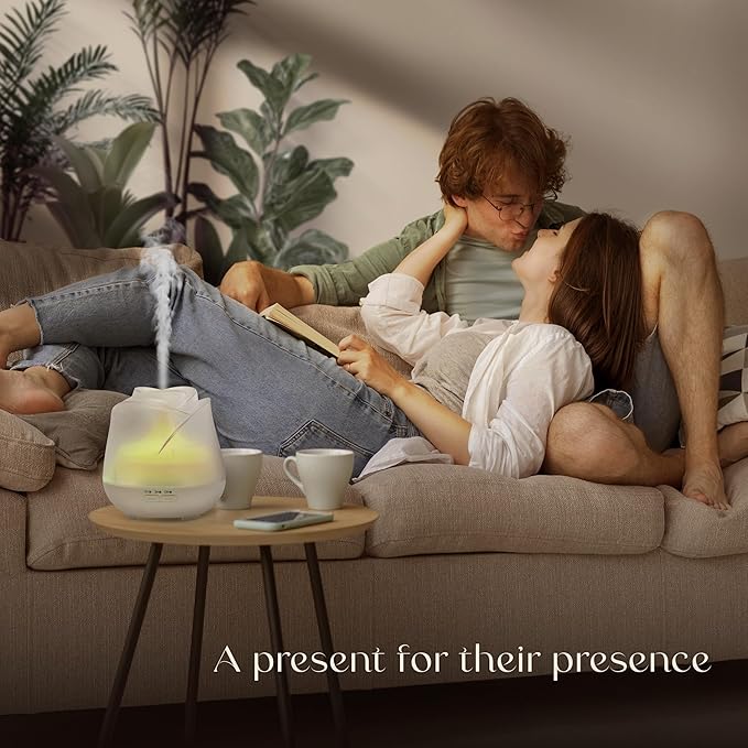 Earnest Living Rose Essential Oil Diffuser 150ml – Mini Ultrasonic Aromatherapy Humidifier for Bedroom & Desk, Quiet Mist, USB Powered, 7-Color Night Light, BPA for Women, Frosted White