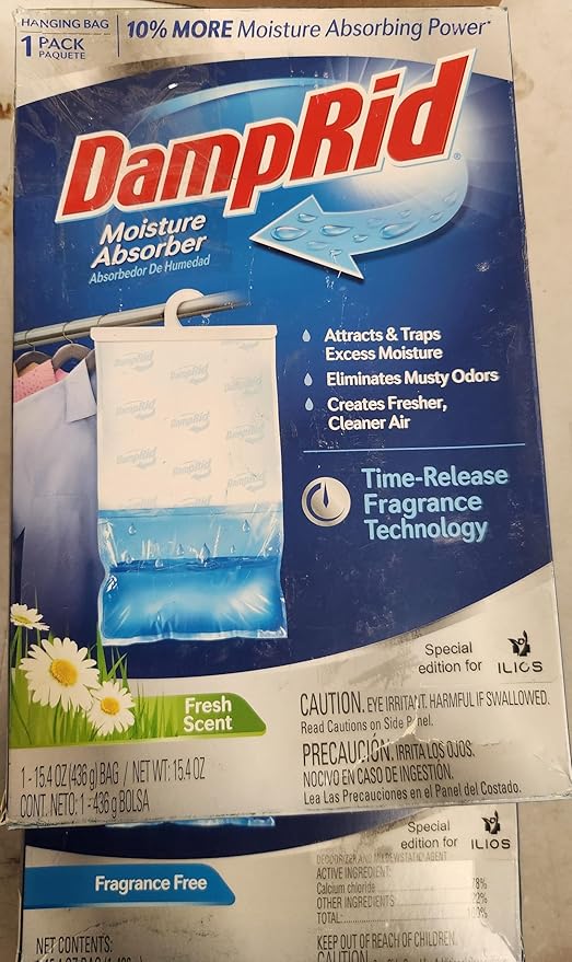 Damp Rid Hanging Bag Moisture Absorbers - 3 Packs of 3-15.4oz (Pure Linen, Lavender Vanilla, Fresh Scent) - Closet Deodorizer Odor Eliminator, 10% More Moisture Absorbing Power - Ilios Packaging