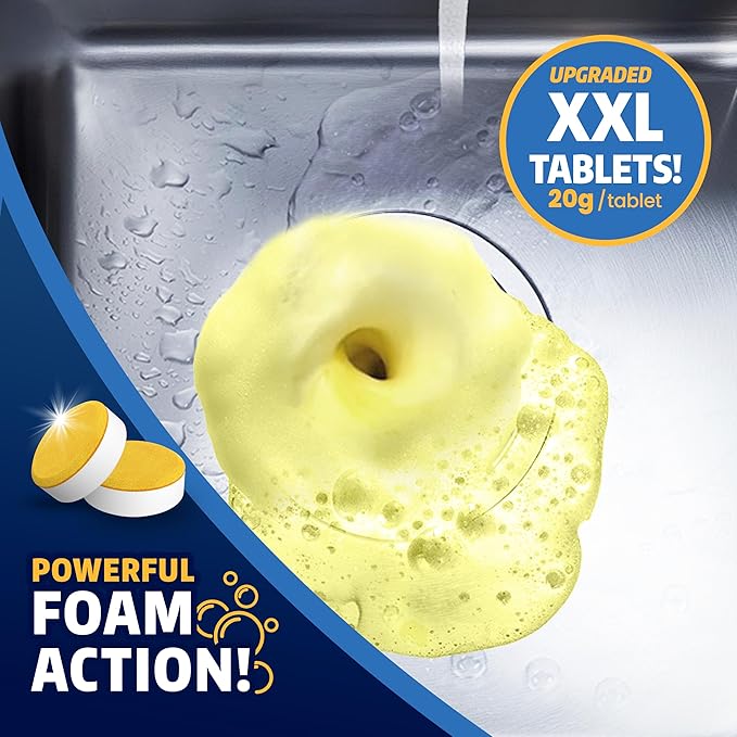 Garbage Disposal Cleaner and Deodorizer Tablets - 24 Pack, XL Citrus Foaming Tablet for Kitchen Sink Freshener, Drain Cleaner & Odor Eliminator - 1 Year of Sink Cleaning Supply