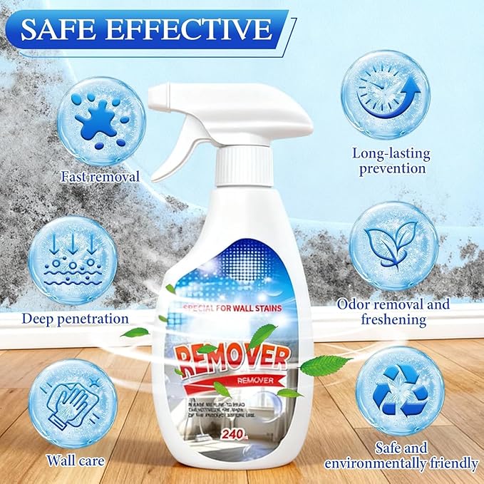 aeaarvged Highly Effective Removal Spray, Wall Cleaner Spray, Dust and Dirt Removal, 8.12 Fl oz, for Wood, Tile, Fabric, Bathrooms, Kitchens