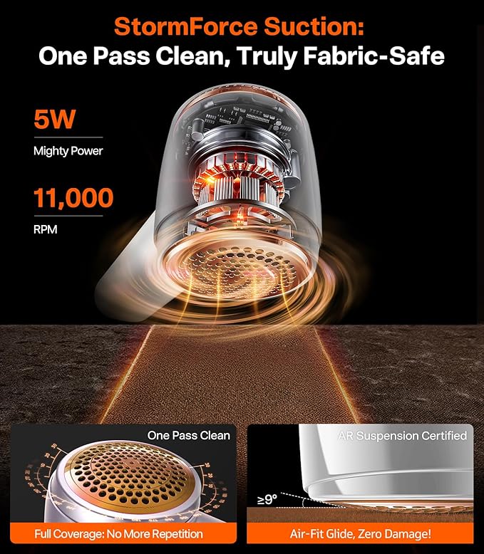 TORRAS Fabric Shaver Lint Remover, Rechargeable & Use While Charging, Electric 3-Speed Sweater Shaver Remove Fuzz, Pilling for Cashmere, Wool, Coat, Furniture, Clothes depiller, Pearl White