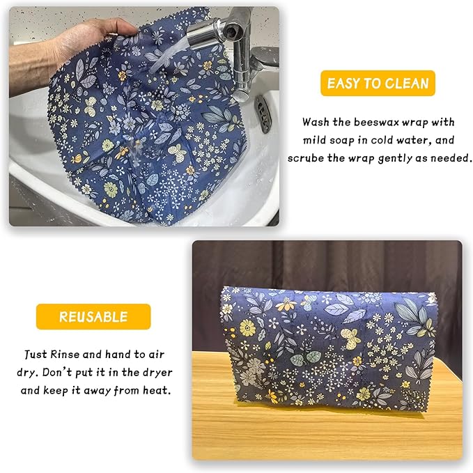 Beeswax Wrap, Beeswax Wraps For Food, Organic, Sustainable, Beeswax Food Wrap for Sandwich Storage, Reusable Beeswax Food Wrap 1L, 5M, 3S Butterfly Patterns Beeswax Paper, 9 Pack Set